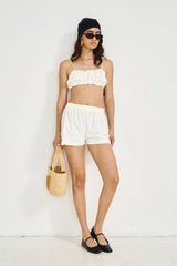 Draped Bermuda Shorts (Limited Edition) Off White - Natalia
